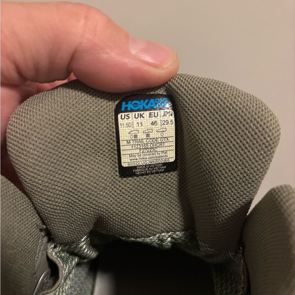 Hoka High-Top Trail Shoes in Olive and Beige - Picture 4 of 5